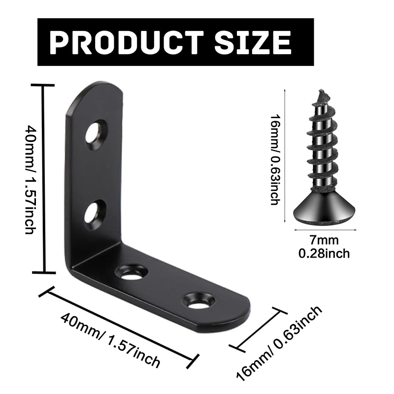 6-20 Pcs Black Corner Brace L  - огляд і ціна Woodworking Joint Types